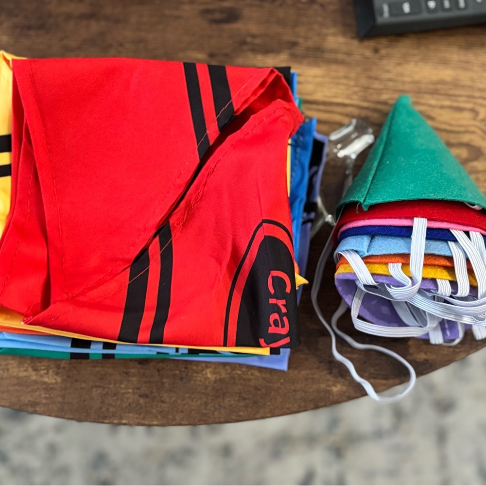 Colorful Crayola bandana and party hat